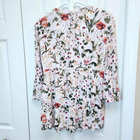 [L] Hilary Radley Floral Pastel Button-Down Blouse Womens Size Large - Picture 7 of 7